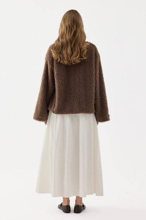 Dua Pluche Vest koffiebruin one-size vooraanzicht zacht pluche teddy textuur