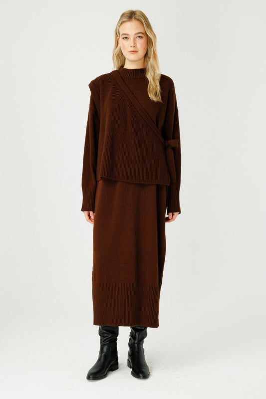 Casual oversized tweedelig jurk  in wolblend – perfect voor herfst en winter