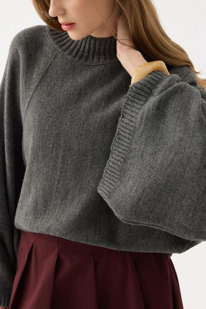 Azeraï oversized trui beige one-size detail hals & mouwboord grof gebreid